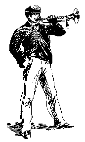 Pen and ink drawing of a bugler