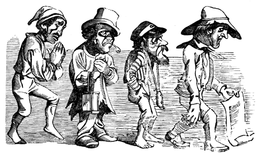 Four sad looking mendicants